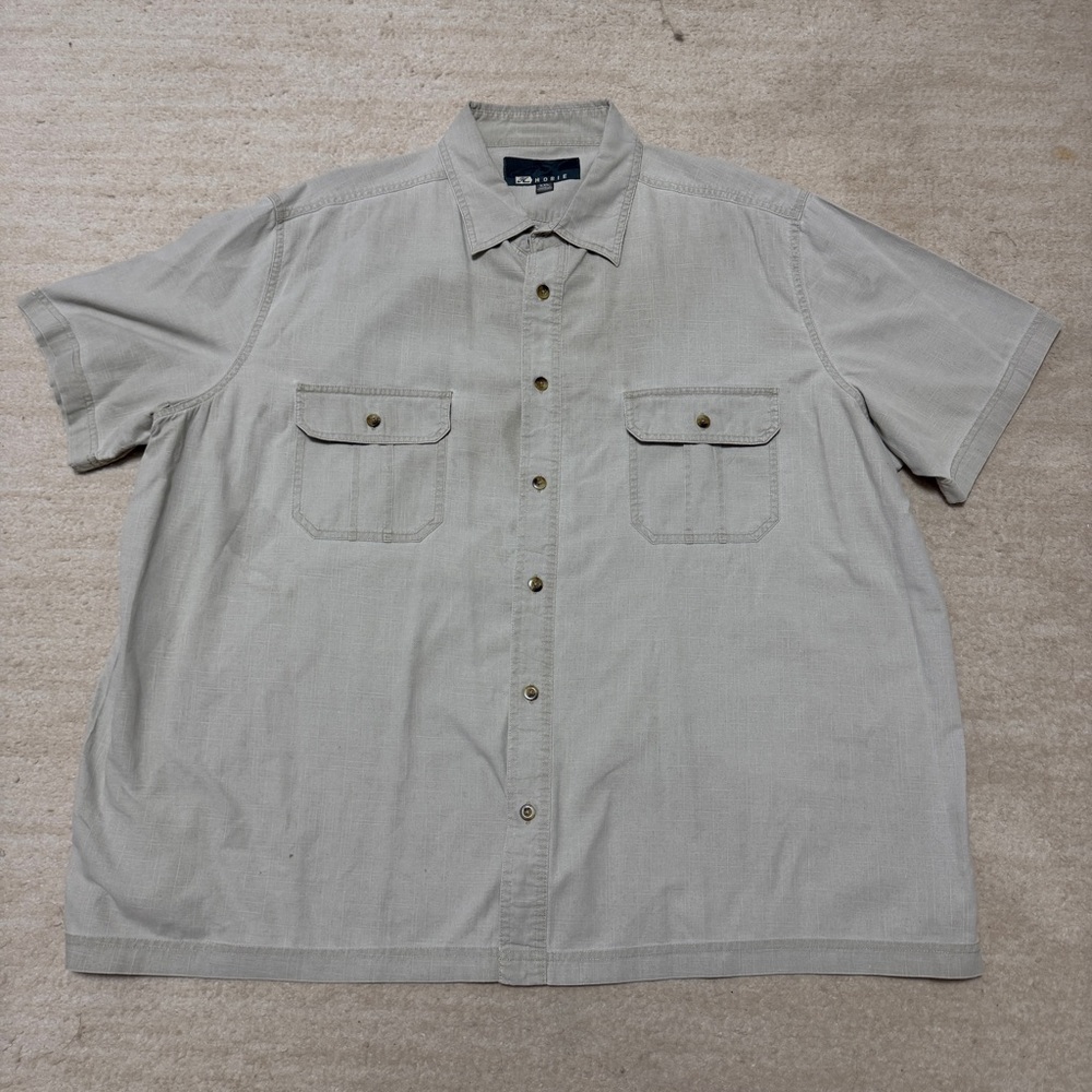 Vintage 90's Hobie Outdoor Button Down Shirt Off-White Men's XXL Distressed